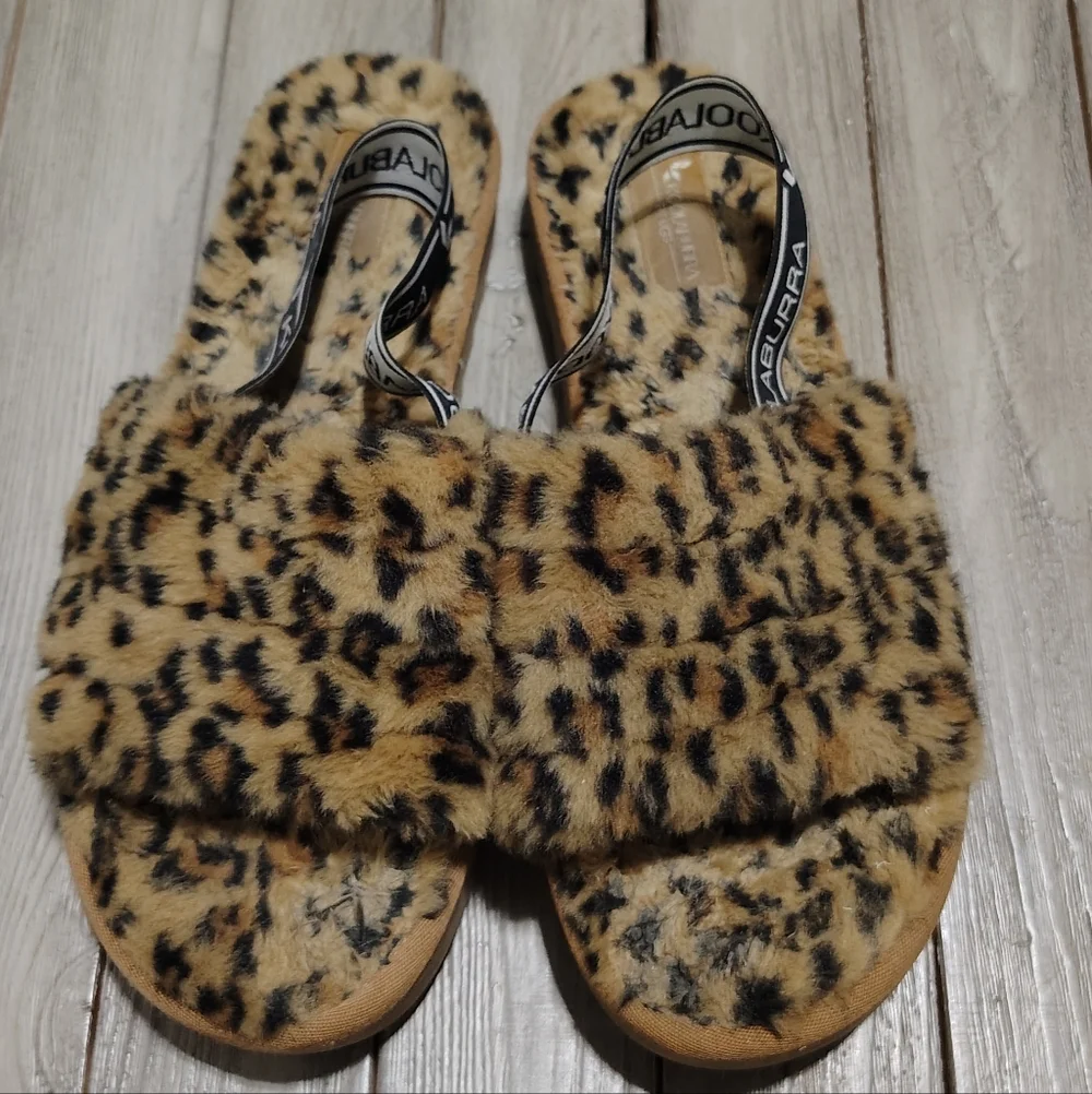 UGG Kookaburra Leopard Print Fuzzy Slide Sandals Size Women's 11 - Picture 6 of 17